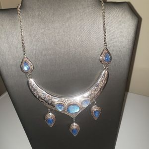 Sterling Silver 925 and Moonstone Filigree Necklace